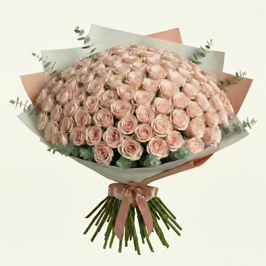 High-End Bouquet of 100 Pink Roses